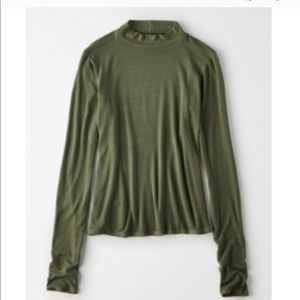 Olive mock neck long sleeve shirt Size L